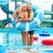 1 Pcs Jumbo Blue Swim Ring with Handles 47.24 Inches Inflatable Pool Float Tube Classic Striped Inflatable Swimming Pool Ring for Adults Summer Pool Lounger Rafts Beach Party Supplies